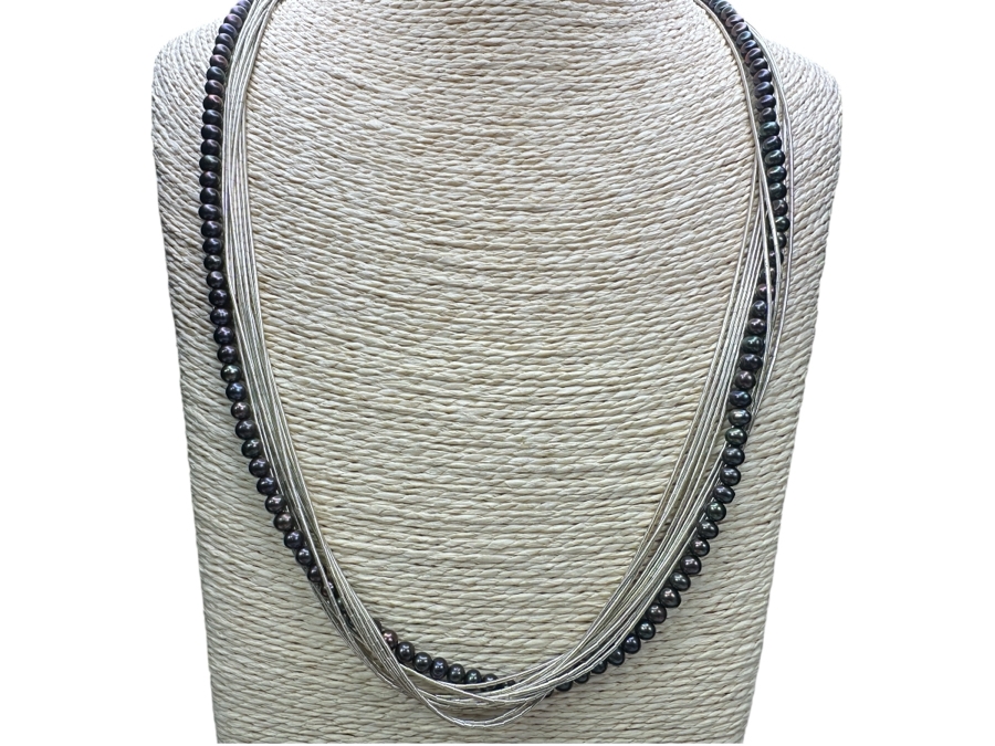 Just Added - Sterling Silver / Pearl 24' Necklace 42.0g