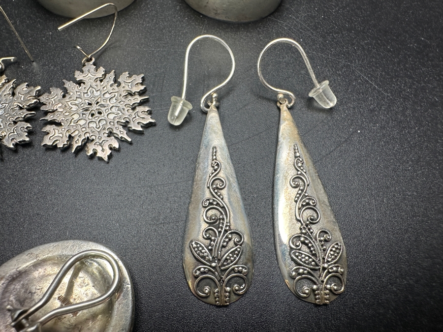 Just Added - (4) Pairs Of Sterling Silver Earrings 49g [Photo 4]