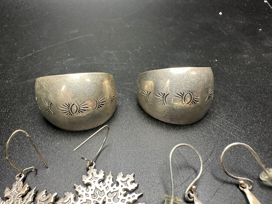 Just Added - (4) Pairs Of Sterling Silver Earrings 49g [Photo 6]