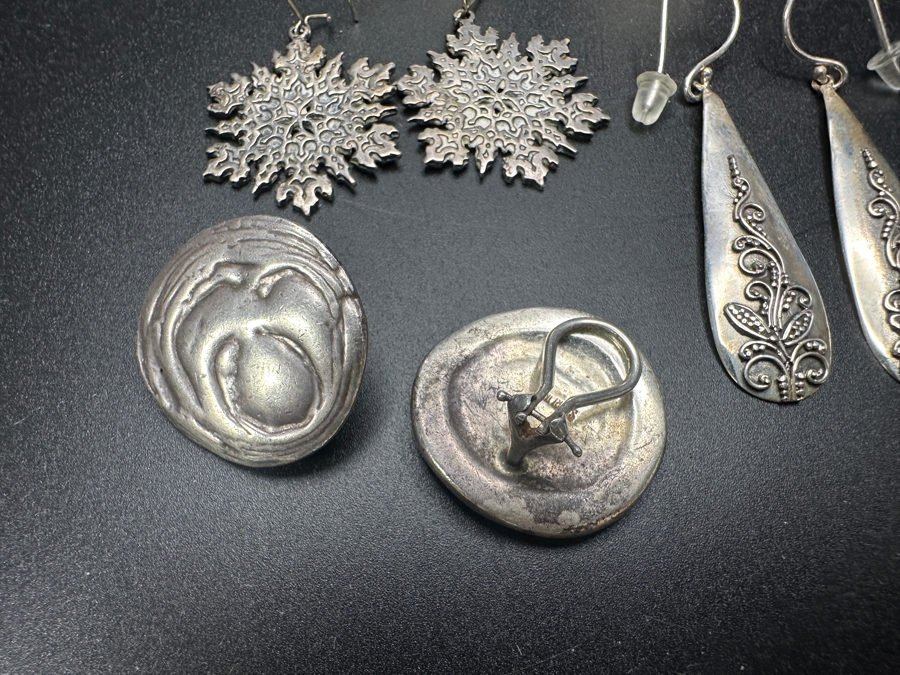 Just Added - (4) Pairs Of Sterling Silver Earrings 49g [Photo 3]