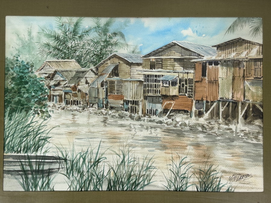 Just Added - Mike Dantes (20th Century, Australian) Original Watercolor Painting On Paper Signed Lower Right 21.5' X 15' Framed 29' X 22' [Photo 4]