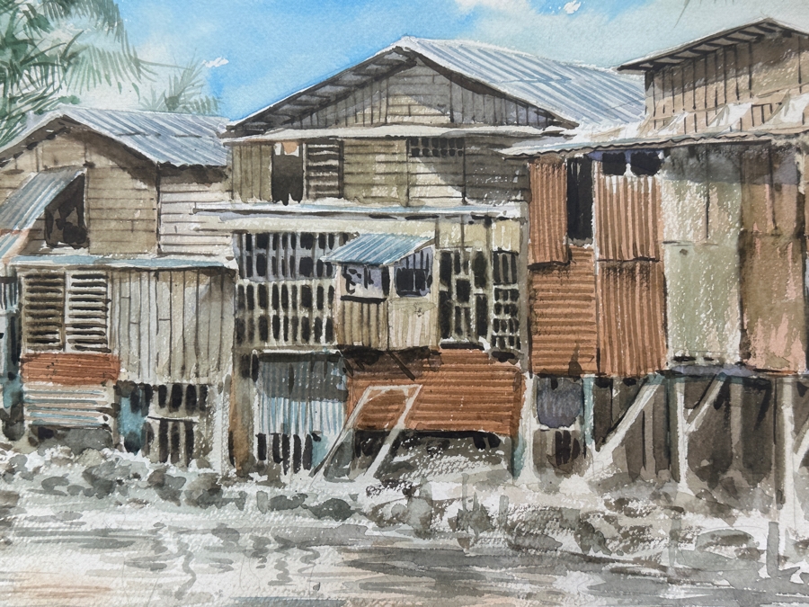 Just Added - Mike Dantes (20th Century, Australian) Original Watercolor Painting On Paper Signed Lower Right 21.5' X 15' Framed 29' X 22' [Photo 6]