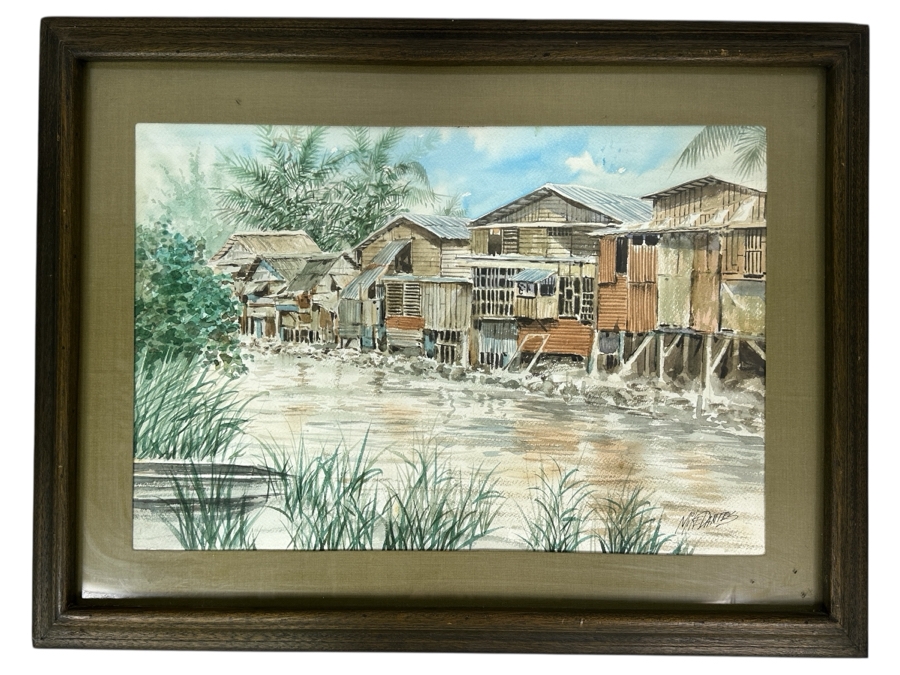 Just Added - Mike Dantes (20th Century, Australian) Original Watercolor Painting On Paper Signed Lower Right 21.5' X 15' Framed 29' X 22' [Photo 2]
