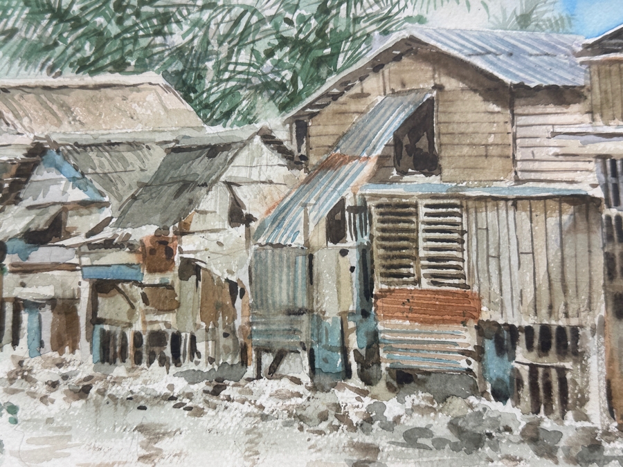 Just Added - Mike Dantes (20th Century, Australian) Original Watercolor Painting On Paper Signed Lower Right 21.5' X 15' Framed 29' X 22' [Photo 8]