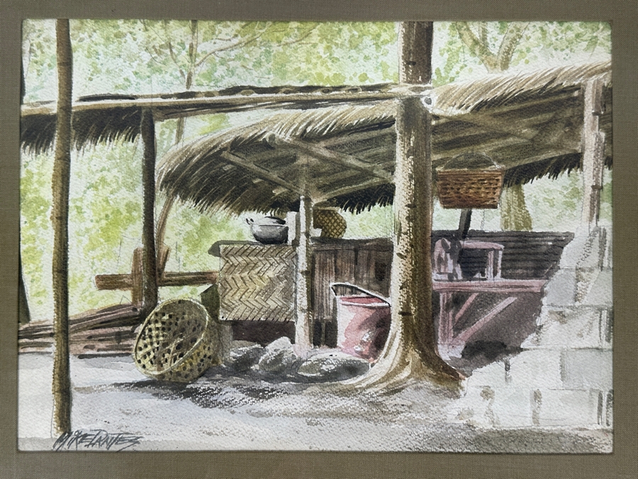 Just Added - Mike Dantes (20th Century, Australian) Original Watercolor Painting On Paper Signed Lower Left 14.5' X 11' Framed 22' X 18'