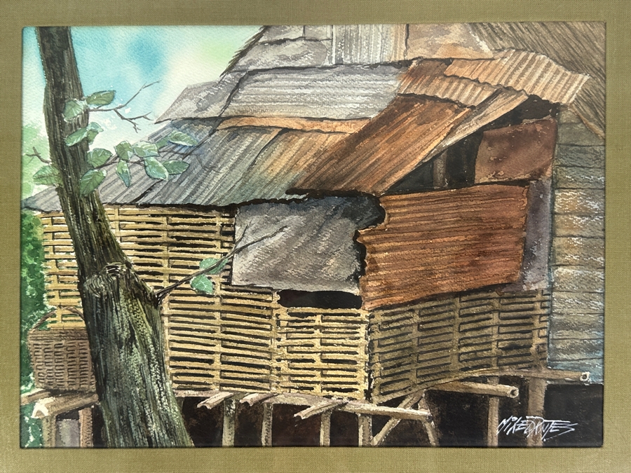 Just Added - Mike Dantes (20th Century, Australian) Original Watercolor Painting On Paper Signed Lower Left 14.5' X 11' Framed 22' X 18'