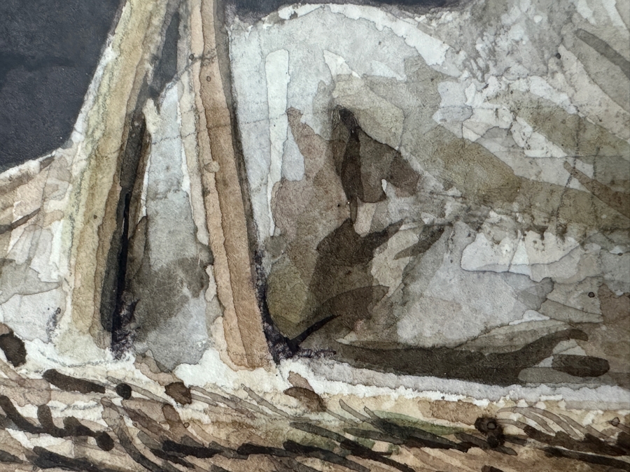 Just Added - Mike Dantes (20th Century, Australian) Original Watercolor Painting On Paper Signed Lower Left 10.5' X 15' Framed 18' X 22' [Photo 6]