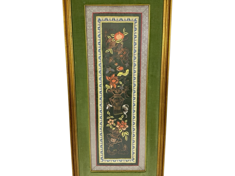 Just Added - Vintage Chinese Silk Embroidery Panel Framed 14' X 30'