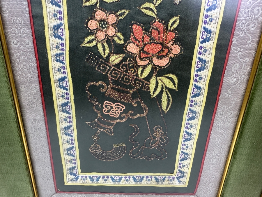 Just Added - Vintage Chinese Silk Embroidery Panel Framed 14' X 30' [Photo 3]