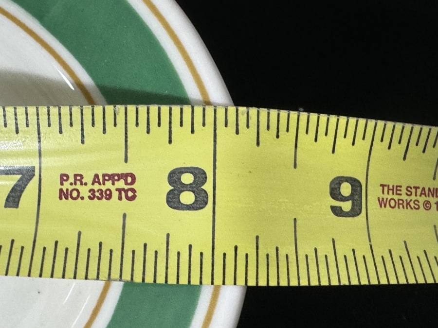 Just Added - Set of (6) Buffalo China Oval Plates with Green Band and Gold Rim, Made in USA 8'W [Photo 5]