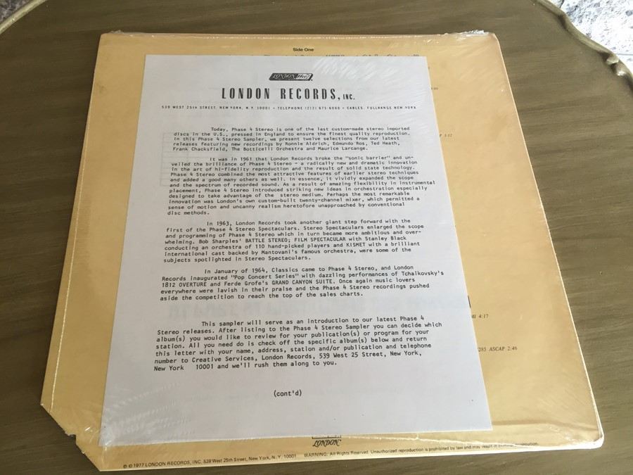 London Phase 4 Release Sampler - Fall 77 - PROMO - SEALED [Photo 3]