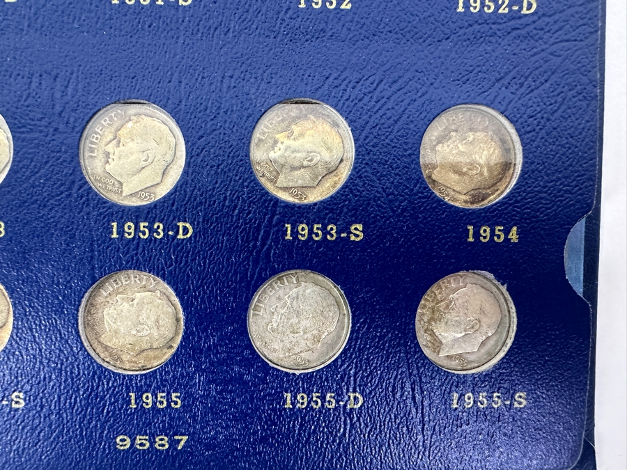 Complete Roosevelt Silver Dime Collection From 1946 To 1974 (1946-1964 Are Silver Dimes) - 65 Total Dimes On 3 Pages - See Photos For Details [Photo 13]