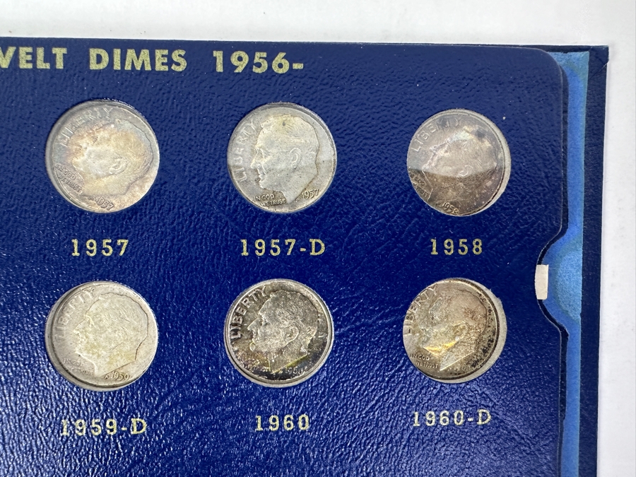 Complete Roosevelt Silver Dime Collection From 1946 To 1974 (1946-1964 Are Silver Dimes) - 65 Total Dimes On 3 Pages - See Photos For Details [Photo 15]