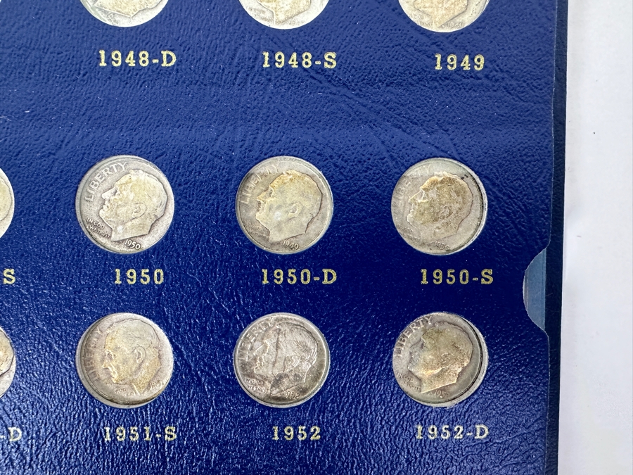 Complete Roosevelt Silver Dime Collection From 1946 To 1974 (1946-1964 Are Silver Dimes) - 65 Total Dimes On 3 Pages - See Photos For Details [Photo 11]