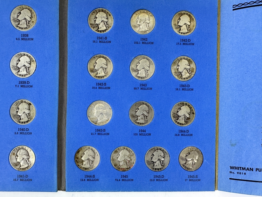 Silver Washington Head Quarter Collection From 1934 To 1945 - Missing 4 Quarters - 33 Quarters Total - See Photos For Details [Photo 4]
