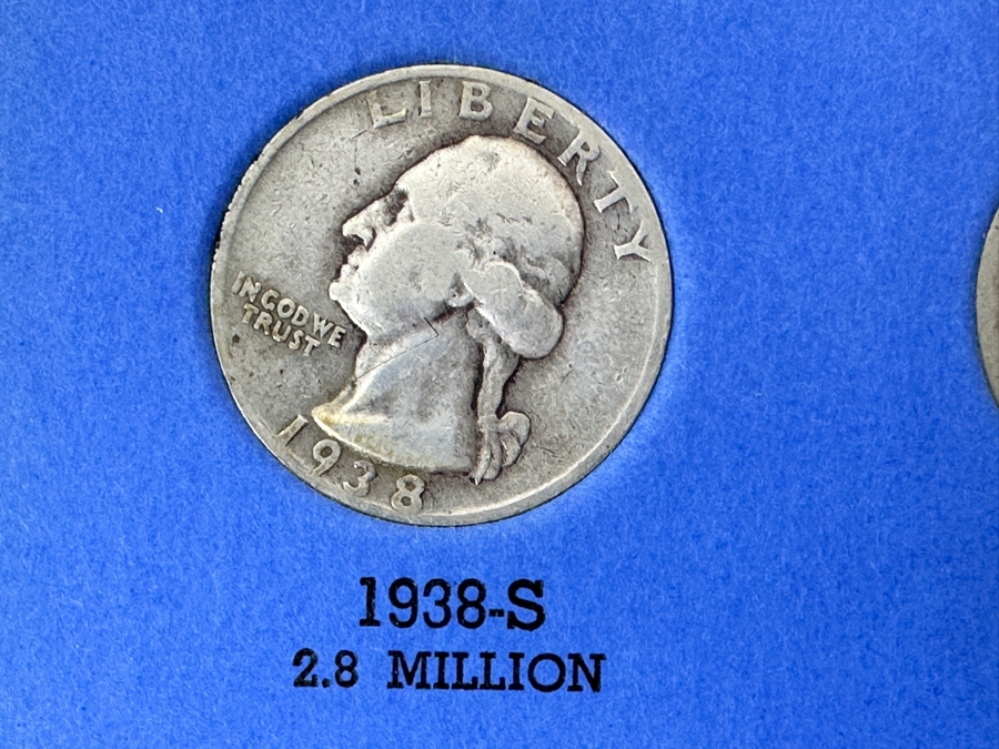 Silver Washington Head Quarter Collection From 1934 To 1945 - Missing 4 Quarters - 33 Quarters Total - See Photos For Details [Photo 12]