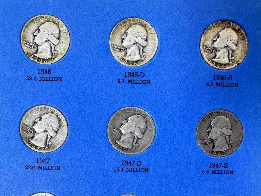 Silver Washington Head Quarter Collection From 1946 To 1959 - Missing 1 Quarter - 35 Quarters Total - See Photos For Details [Photo 6]