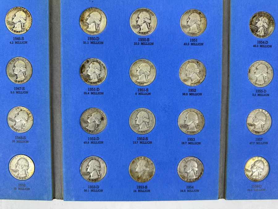 Silver Washington Head Quarter Collection From 1946 To 1959 - Missing 1 Quarter - 35 Quarters Total - See Photos For Details [Photo 3]