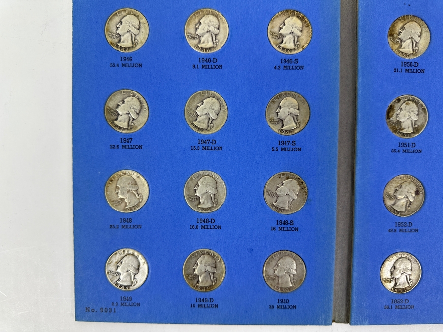 Silver Washington Head Quarter Collection From 1946 To 1959 - Missing 1 Quarter - 35 Quarters Total - See Photos For Details [Photo 2]