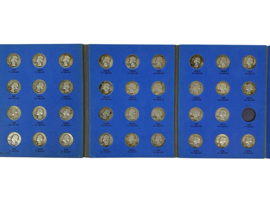 Silver Washington Head Quarter Collection From 1946 To 1959 - Missing 1 Quarter - 35 Quarters Total - See Photos For Details