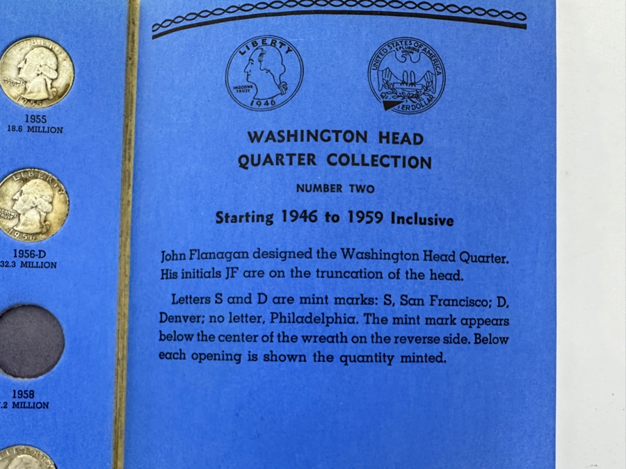 Silver Washington Head Quarter Collection From 1946 To 1959 - Missing 1 Quarter - 35 Quarters Total - See Photos For Details [Photo 12]