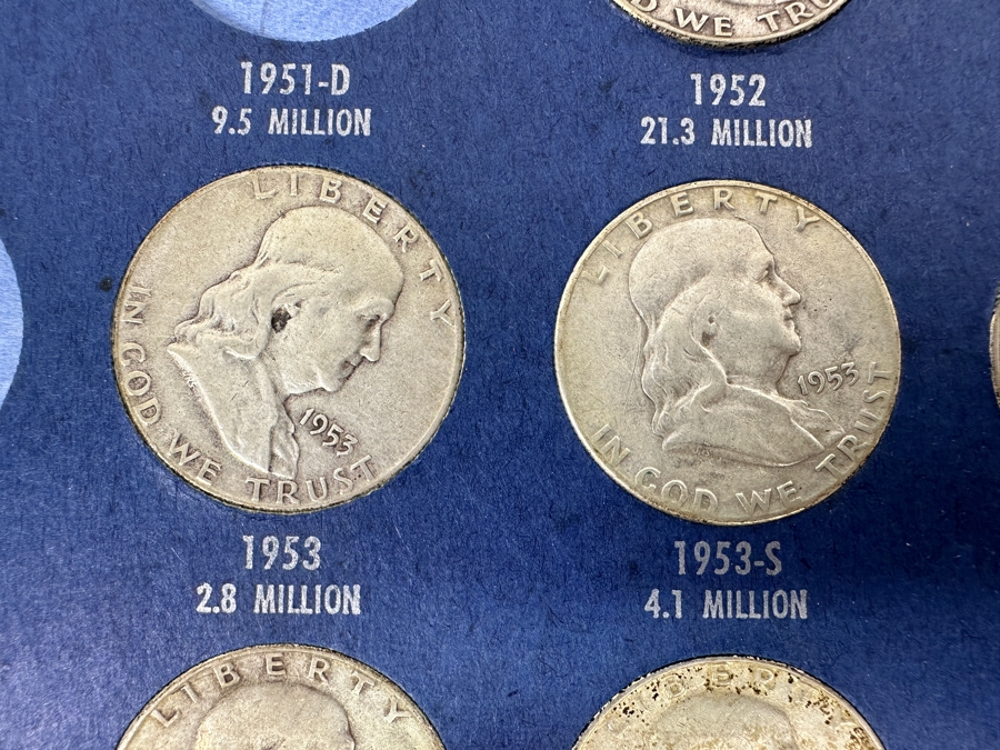 Silver Franklin Half Dollars Collection From 1948 To 1963 With Duplicates - 32 Total Silver Franklin Half Dollars - See Photos [Photo 9]