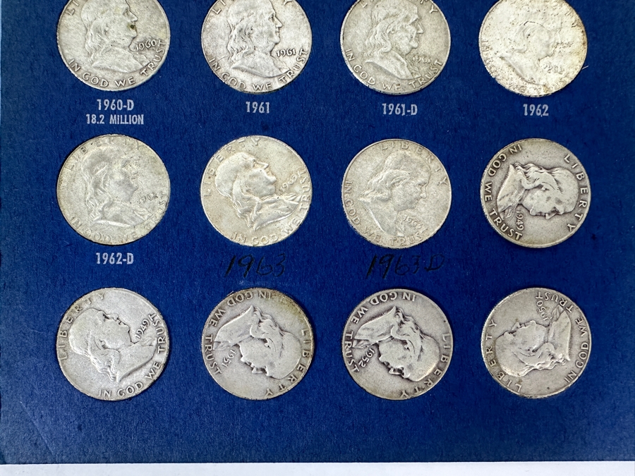Silver Franklin Half Dollars Collection From 1948 To 1963 With Duplicates - 32 Total Silver Franklin Half Dollars - See Photos [Photo 5]