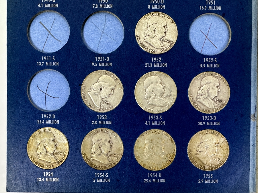Silver Franklin Half Dollars Collection From 1948 To 1963 With Duplicates - 32 Total Silver Franklin Half Dollars - See Photos [Photo 3]
