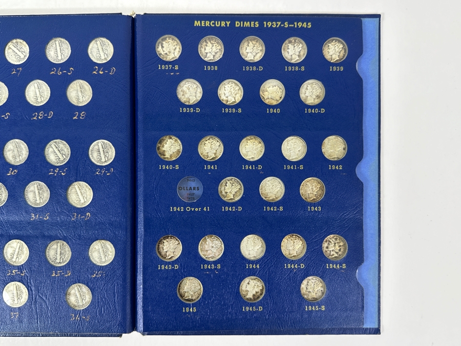 Silver Winged Liberty Head Mercury Dimes Collection From 1916-1945 - 74 Total Dimes - See Photos For Details [Photo 6]