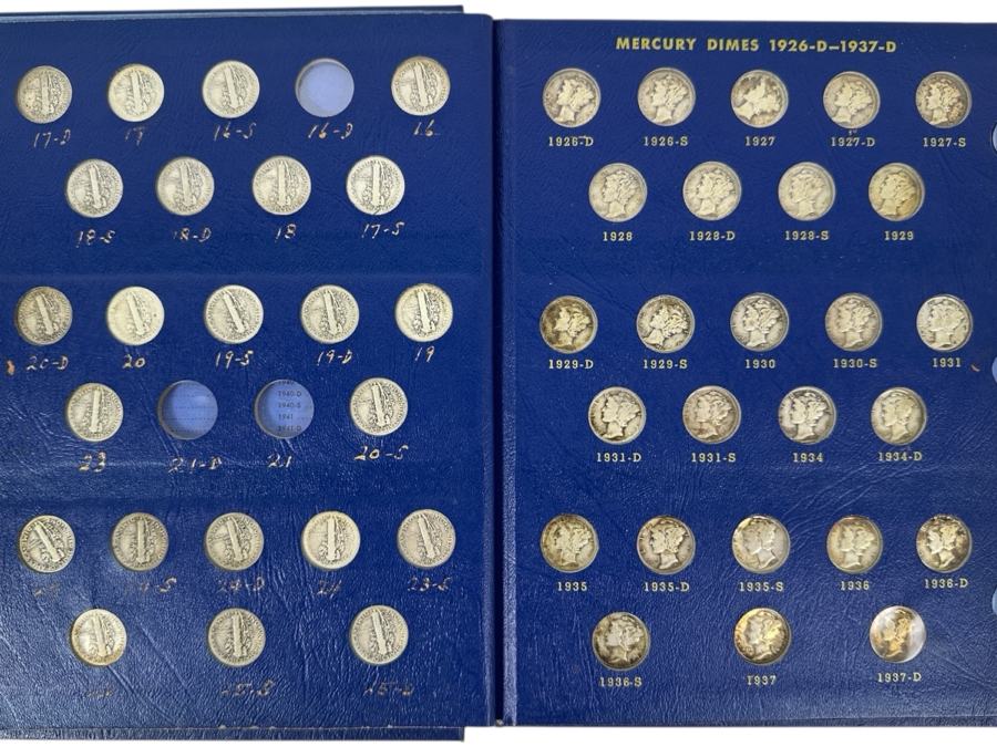 Silver Winged Liberty Head Mercury Dimes Collection From 1916-1945 - 74 Total Dimes - See Photos For Details
