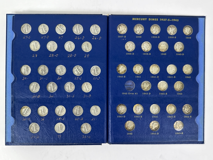 Silver Winged Liberty Head Mercury Dimes Collection From 1916-1945 - 74 Total Dimes - See Photos For Details [Photo 5]