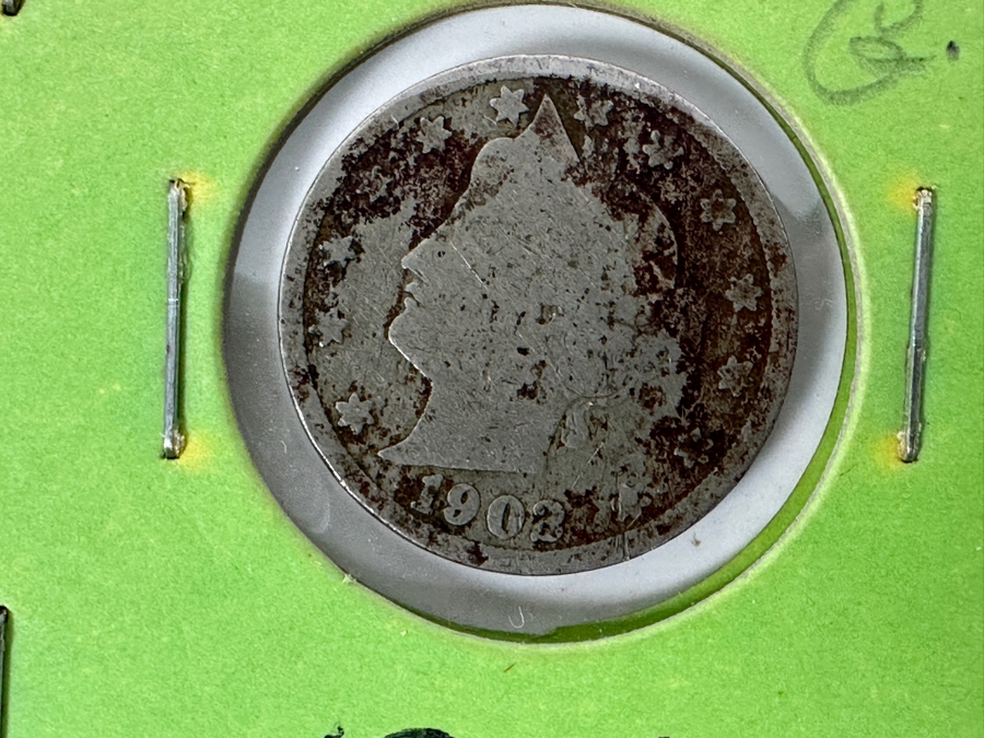 Liberty Head V Nickels: (1) 1888, (1) 1902, (2) 1903 & (1) 1909 - 5 Total Nickels - See Photos For Details [Photo 7]