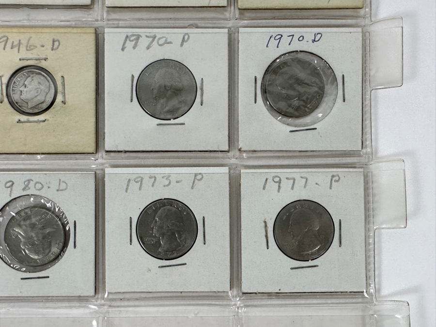 Coin Collection Featuring Silver Winged Liberty Head Mercury Dimes, Silver Roosevelt Dime And Quarters - 12 Coin Total - See Photos For Details [Photo 8]