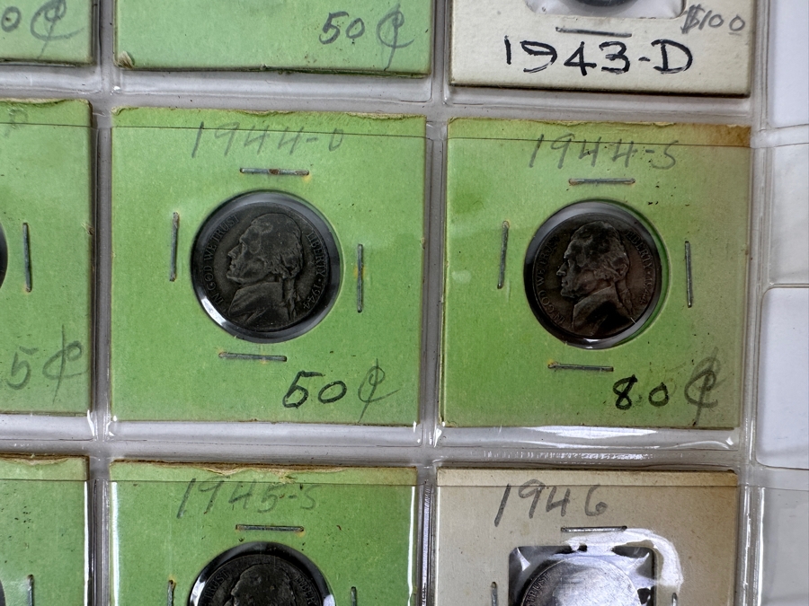 (20) Jefferson Nickel Coins Collection From 1939-1946 Including A 1943-D LARGE D Silver Jefferson Nickel And Other Silver Era Nickels From 1942-1945 - See Photos For Details [Photo 12]