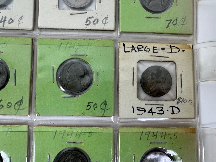 (20) Jefferson Nickel Coins Collection From 1939-1946 Including A 1943-D LARGE D Silver Jefferson Nickel And Other Silver Era Nickels From 1942-1945 - See Photos For Details [Photo 7]