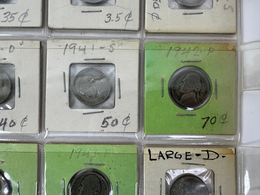 (20) Jefferson Nickel Coins Collection From 1939-1946 Including A 1943-D LARGE D Silver Jefferson Nickel And Other Silver Era Nickels From 1942-1945 - See Photos For Details [Photo 4]