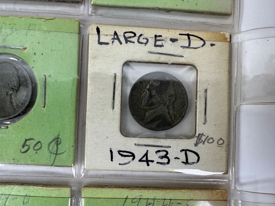 (20) Jefferson Nickel Coins Collection From 1939-1946 Including A 1943-D LARGE D Silver Jefferson Nickel And Other Silver Era Nickels From 1942-1945 - See Photos For Details [Photo 8]