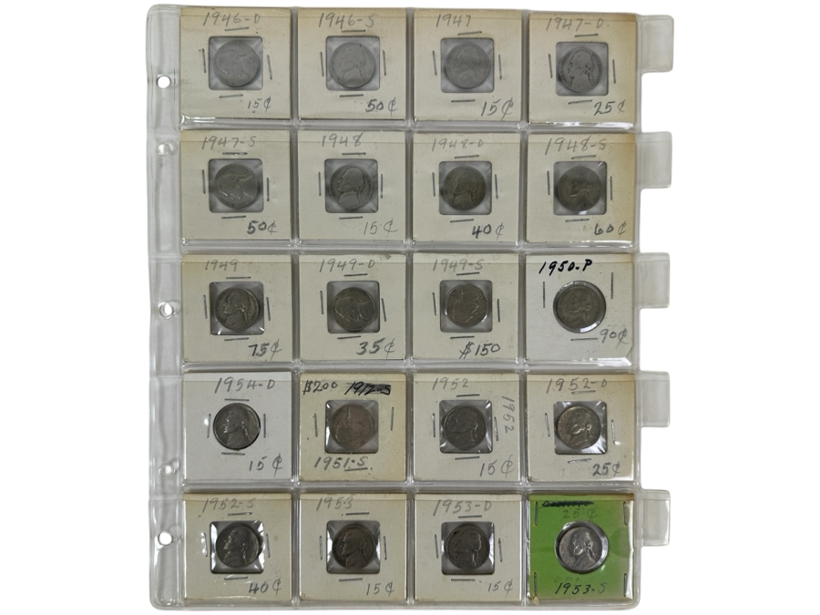 (20) Jefferson Nickel Coins Collection From 1946-1953 - See Photos For Details