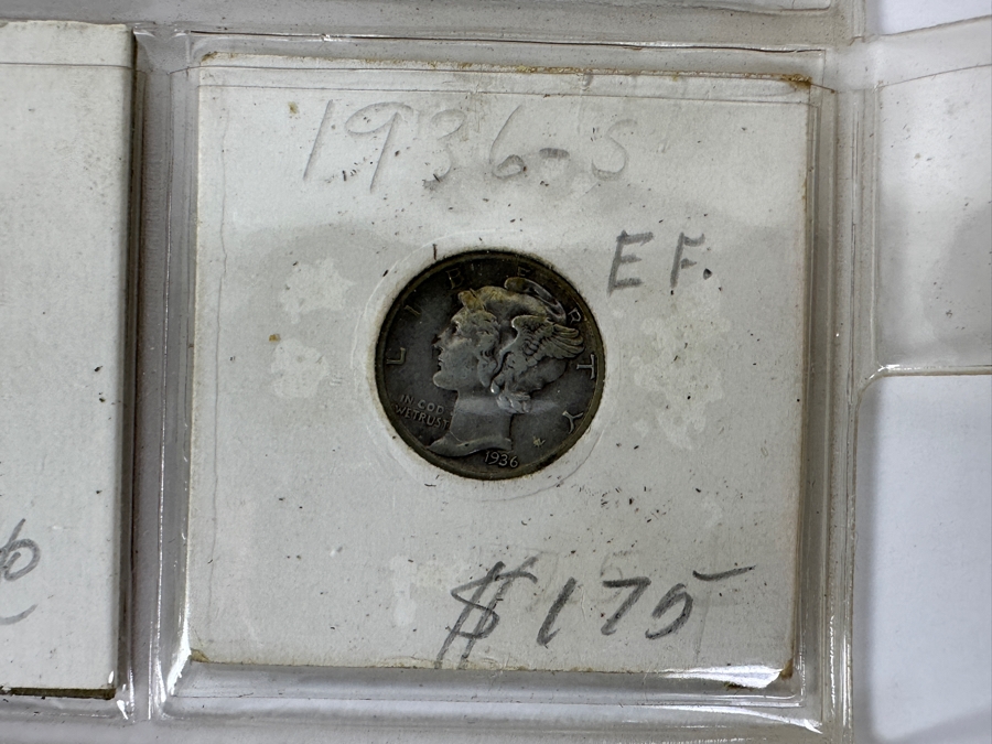(14) Silver Winged Liberty Head Mercury Dimes Collection From 1918-1939 - 74 Total Dimes Including 1925-S, 1928-S And 1936-S - See Photos For Details [Photo 8]