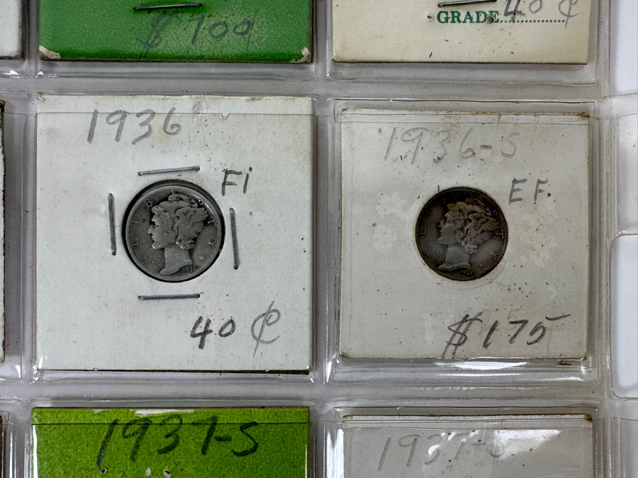 (14) Silver Winged Liberty Head Mercury Dimes Collection From 1918-1939 - 74 Total Dimes Including 1925-S, 1928-S And 1936-S - See Photos For Details [Photo 7]