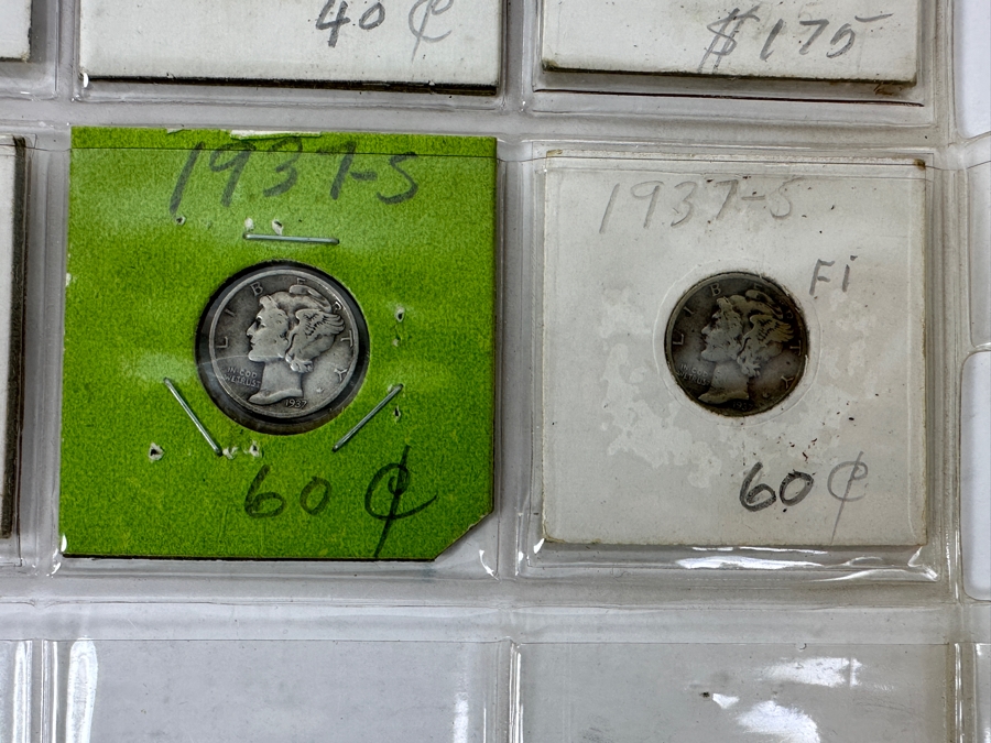 (14) Silver Winged Liberty Head Mercury Dimes Collection From 1918-1939 - 74 Total Dimes Including 1925-S, 1928-S And 1936-S - See Photos For Details [Photo 11]
