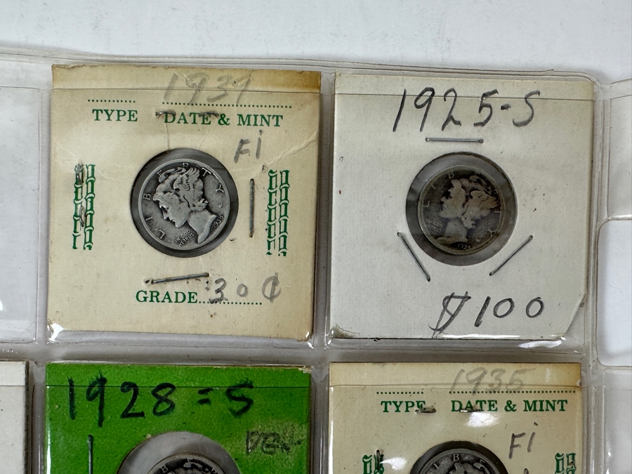 (14) Silver Winged Liberty Head Mercury Dimes Collection From 1918-1939 - 74 Total Dimes Including 1925-S, 1928-S And 1936-S - See Photos For Details [Photo 4]
