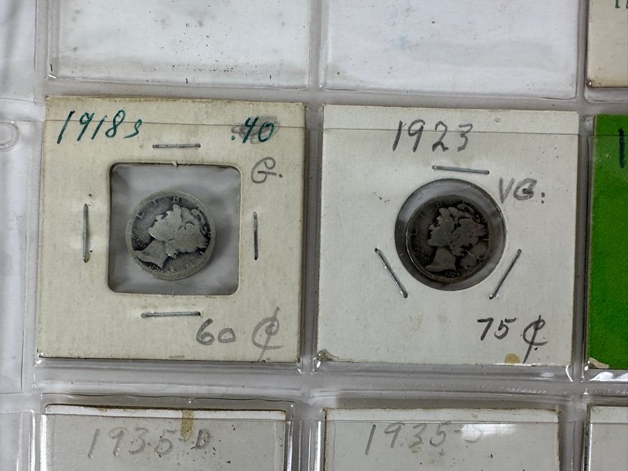(14) Silver Winged Liberty Head Mercury Dimes Collection From 1918-1939 - 74 Total Dimes Including 1925-S, 1928-S And 1936-S - See Photos For Details [Photo 2]