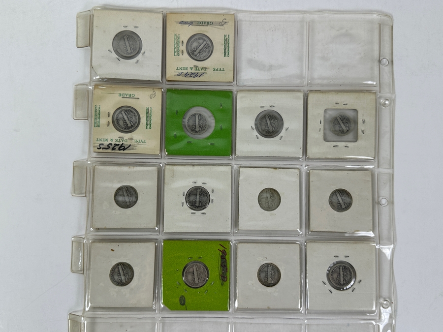(14) Silver Winged Liberty Head Mercury Dimes Collection From 1918-1939 - 74 Total Dimes Including 1925-S, 1928-S And 1936-S - See Photos For Details [Photo 12]