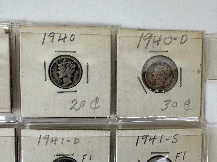(20) Silver Winged Liberty Head Mercury Dimes Collection From 1939-1945 - See Photos For Details [Photo 3]