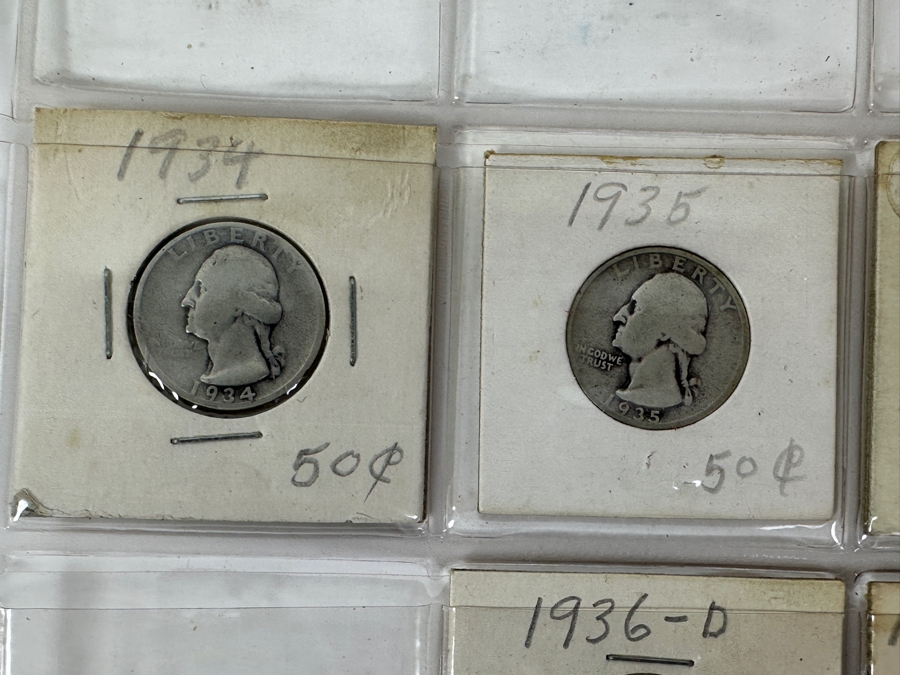 (13) Silver Washington Quarters From 1934-1941 Including 1935-S, 1936-D, 1938, 1938-S, 1939-D And 1940-S - See Photos For Details [Photo 3]