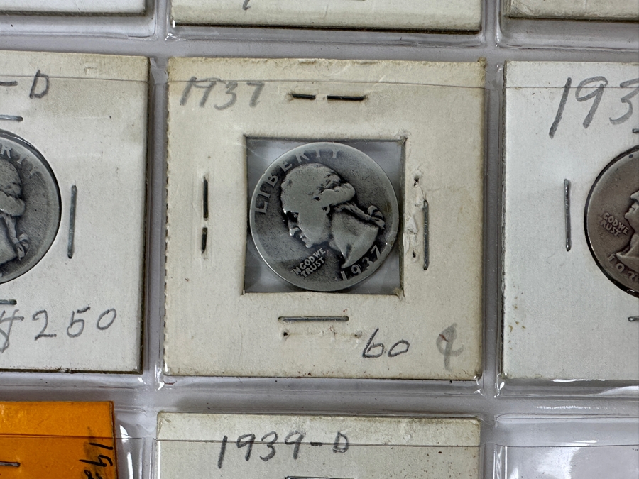 (13) Silver Washington Quarters From 1934-1941 Including 1935-S, 1936-D, 1938, 1938-S, 1939-D And 1940-S - See Photos For Details [Photo 6]