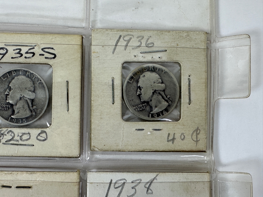 (13) Silver Washington Quarters From 1934-1941 Including 1935-S, 1936-D, 1938, 1938-S, 1939-D And 1940-S - See Photos For Details [Photo 4]