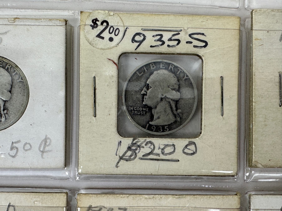 (13) Silver Washington Quarters From 1934-1941 Including 1935-S, 1936-D, 1938, 1938-S, 1939-D And 1940-S - See Photos For Details [Photo 2]