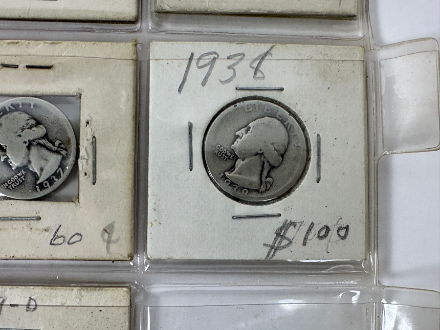 (13) Silver Washington Quarters From 1934-1941 Including 1935-S, 1936-D, 1938, 1938-S, 1939-D And 1940-S - See Photos For Details [Photo 7]